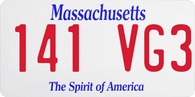 MA license plate 141VG3