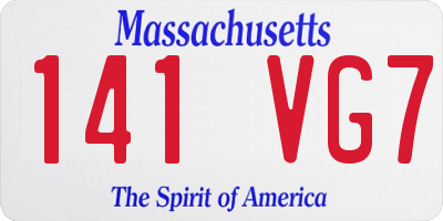 MA license plate 141VG7