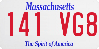 MA license plate 141VG8