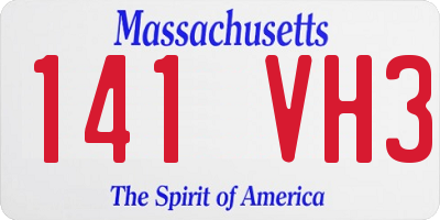 MA license plate 141VH3