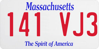 MA license plate 141VJ3