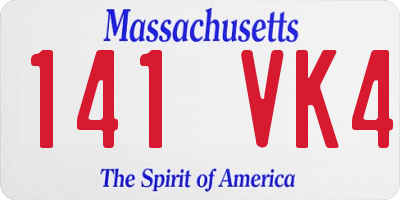 MA license plate 141VK4