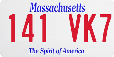 MA license plate 141VK7