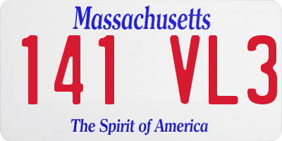 MA license plate 141VL3