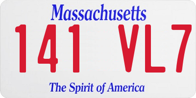 MA license plate 141VL7