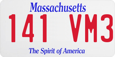 MA license plate 141VM3