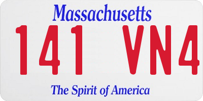 MA license plate 141VN4
