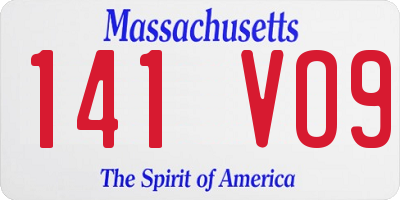 MA license plate 141VO9