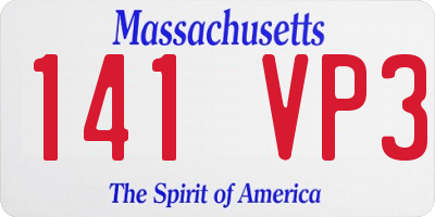 MA license plate 141VP3