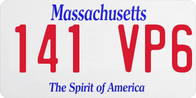 MA license plate 141VP6