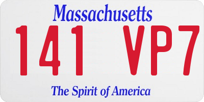 MA license plate 141VP7