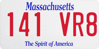 MA license plate 141VR8