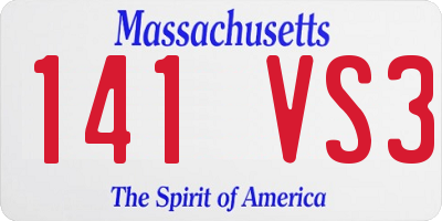 MA license plate 141VS3