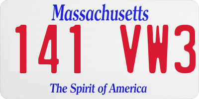 MA license plate 141VW3