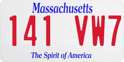 MA license plate 141VW7