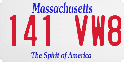 MA license plate 141VW8