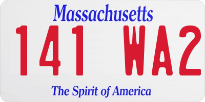 MA license plate 141WA2