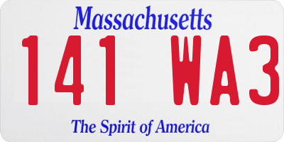 MA license plate 141WA3