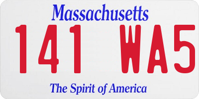 MA license plate 141WA5