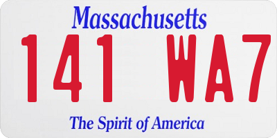 MA license plate 141WA7