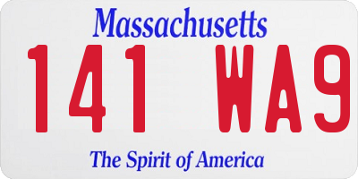 MA license plate 141WA9