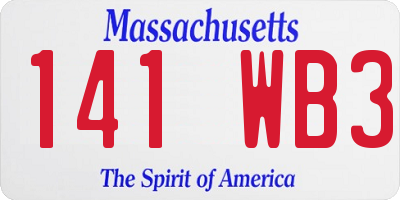 MA license plate 141WB3