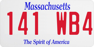 MA license plate 141WB4