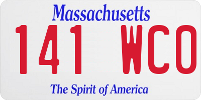 MA license plate 141WC0