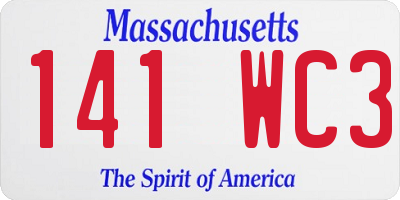 MA license plate 141WC3