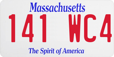 MA license plate 141WC4