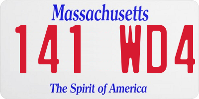 MA license plate 141WD4