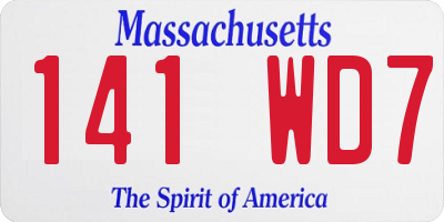 MA license plate 141WD7
