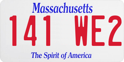MA license plate 141WE2