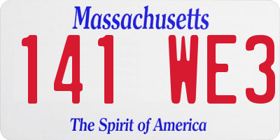 MA license plate 141WE3