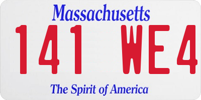 MA license plate 141WE4