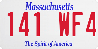MA license plate 141WF4