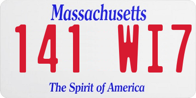 MA license plate 141WI7