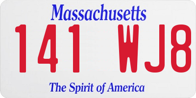 MA license plate 141WJ8