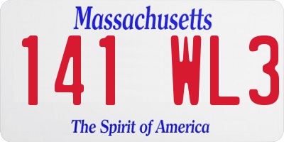 MA license plate 141WL3