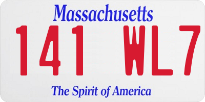 MA license plate 141WL7