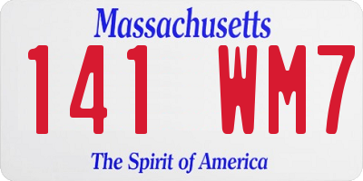 MA license plate 141WM7