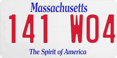 MA license plate 141WO4