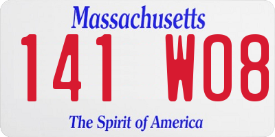 MA license plate 141WO8