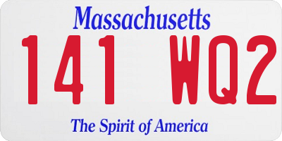 MA license plate 141WQ2