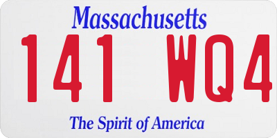 MA license plate 141WQ4