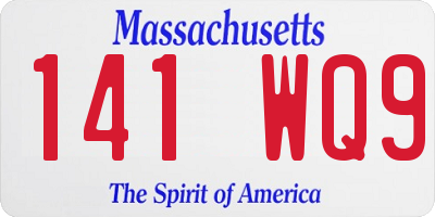 MA license plate 141WQ9