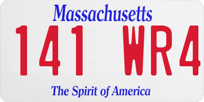 MA license plate 141WR4
