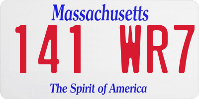 MA license plate 141WR7