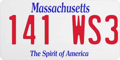 MA license plate 141WS3