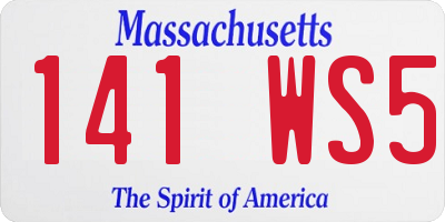 MA license plate 141WS5